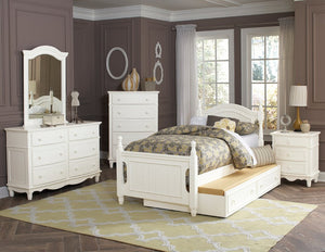 English Elm White Cottage Kids Bedroom Set with Full Bed Twin Trundle Nightstand and Chest B011S08307
