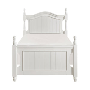 English Elm White Cottage Bunk Bed Set with Beadboard Panels Turned Posts and Bow Front Nightstand 6-Piece: Full Bed, Twin Trundle, Dresser, Mirror, Nightstand & Chest B011S08312