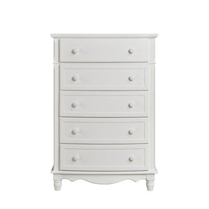 English Elm White Cottage Bunk Bed Set with Beadboard Panels Turned Posts and Bow Front Nightstand 3-Piece: Twin, Nightstand & Chest B011S08325