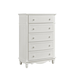 English Elm White Cottage Bunk Bed Set with Beadboard Panels Turned Posts and Bow Front Nightstand 3-Piece: Twin, Nightstand & Chest B011S08325