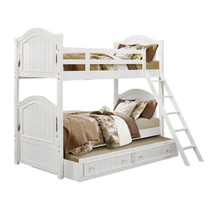 English Elm White Cottage Twin Bed Trundle and Nightstand Set Solid Wood Bead Board Kids Room B011S08341