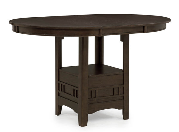 English Elm 5Pc Counter Height Farmhouse Dining Set Extendable Round Table Lattice Back Chairs B011S08539
