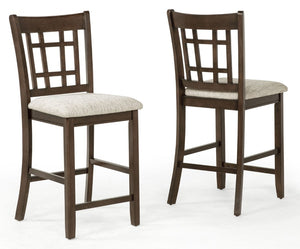English Elm 5Pc Counter Height Farmhouse Dining Set Extendable Round Table Lattice Back Chairs B011S08539