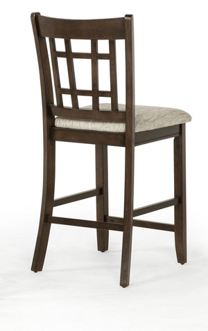 English Elm 5Pc Counter Height Farmhouse Dining Set Extendable Round Table Lattice Back Chairs B011S08539