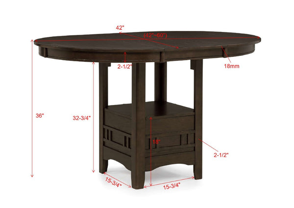 English Elm 5Pc Counter Height Farmhouse Dining Set Extendable Round Table Lattice Back Chairs B011S08539