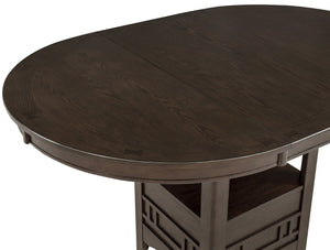 English Elm 5Pc Counter Height Farmhouse Dining Set Extendable Round Table Lattice Back Chairs B011S08539