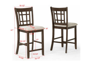 English Elm 5Pc Counter Height Farmhouse Dining Set Extendable Round Table Lattice Back Chairs B011S08539