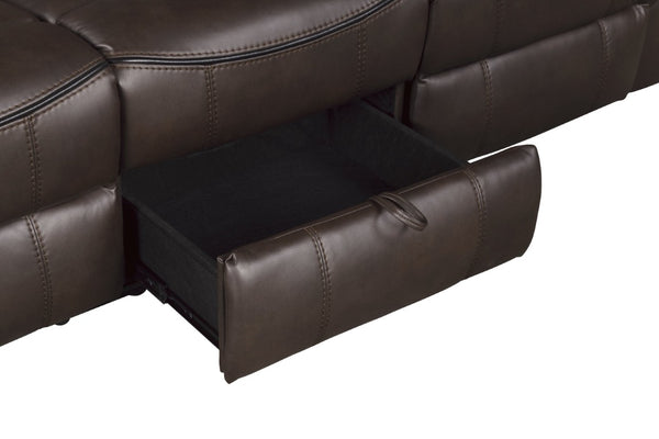 English Elm Dark Brown Faux Leather 3 Piece Reclining Sofa Set with Glider Chair for Living Room B011S08788