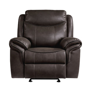 English Elm Dark Brown Faux Leather 3 Piece Reclining Sofa Set with Glider Chair for Living Room B011S08788