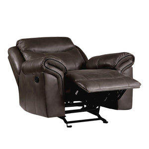 English Elm Dark Brown Faux Leather 3 Piece Reclining Sofa Set with Glider Chair for Living Room B011S08788