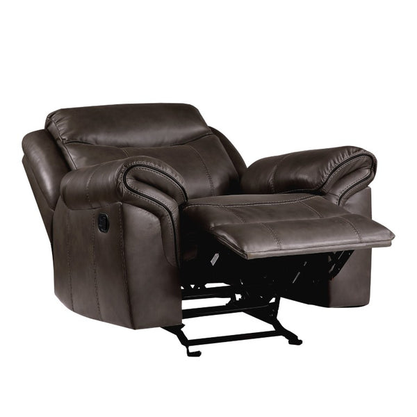 English Elm Dark Brown Faux Leather 3 Piece Reclining Sofa Set with Glider Chair for Living Room B011S08788