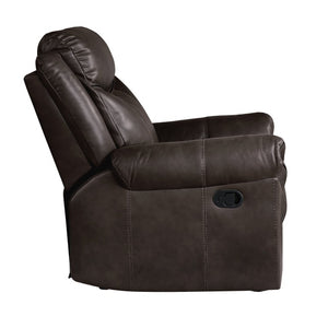 English Elm Dark Brown Faux Leather 3 Piece Reclining Sofa Set with Glider Chair for Living Room B011S08788