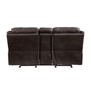 English Elm Dark Brown Faux Leather 3 Piece Reclining Sofa Set with Glider Chair for Living Room B011S08788