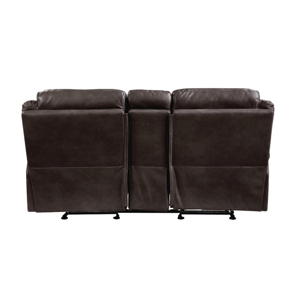 English Elm Dark Brown Faux Leather 3 Piece Reclining Sofa Set with Glider Chair for Living Room B011S08788