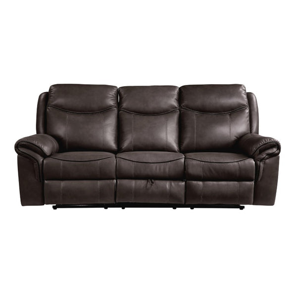 English Elm Dark Brown Faux Leather 3 Piece Reclining Sofa Set with Glider Chair for Living Room B011S08788