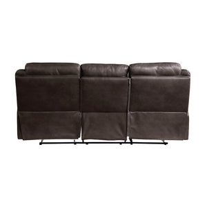 English Elm Gray Faux Leather Reclining Sofa and Loveseat Set with USB Charging Storage Console Dark Brown B011S08789