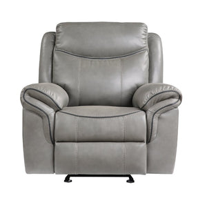 English Elm Gray Faux Leather 3 Piece Reclining Living Room Set with Storage and Charging Ports B011S08791