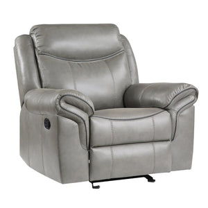 English Elm Gray Faux Leather 3 Piece Reclining Living Room Set with Storage and Charging Ports B011S08791