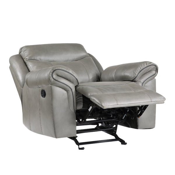 English Elm Gray Faux Leather 3 Piece Reclining Living Room Set with Storage and Charging Ports B011S08791