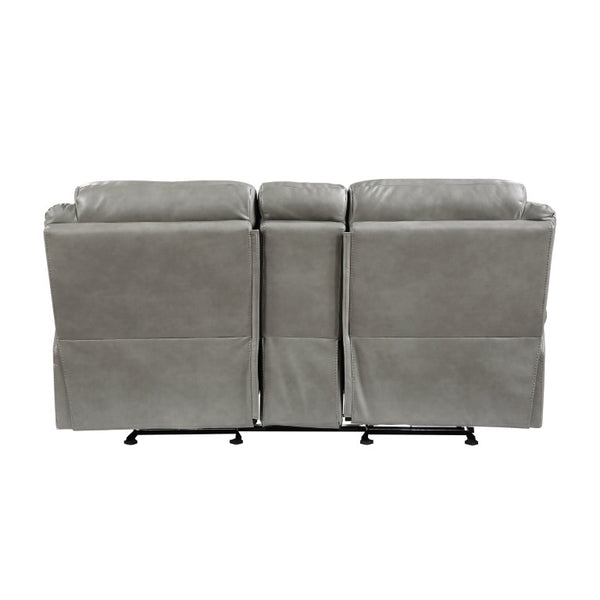 English Elm Gray Faux Leather 3 Piece Reclining Living Room Set with Storage and Charging Ports B011S08791