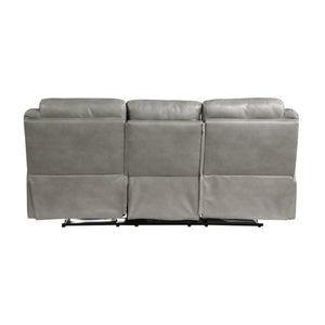 English Elm Gray Faux Leather 3 Piece Reclining Living Room Set with Storage and Charging Ports B011S08791