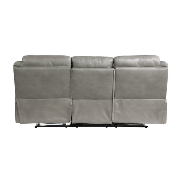 English Elm Gray Faux Leather 3 Piece Reclining Living Room Set with Storage and Charging Ports B011S08791