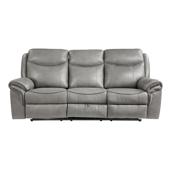 English Elm Gray Faux Leather 3 Piece Reclining Living Room Set with Storage and Charging Ports B011S08791