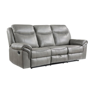 English Elm Gray Faux Leather 3 Piece Reclining Living Room Set with Storage and Charging Ports B011S08791