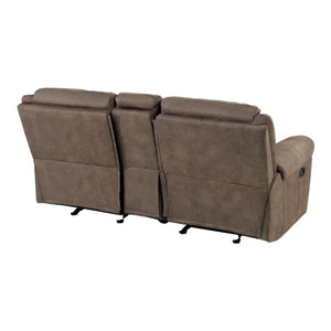 English Elm Brown Microfiber 3 Piece Reclining Sofa Set with Charging Ports and Cup Holders B011S08792
