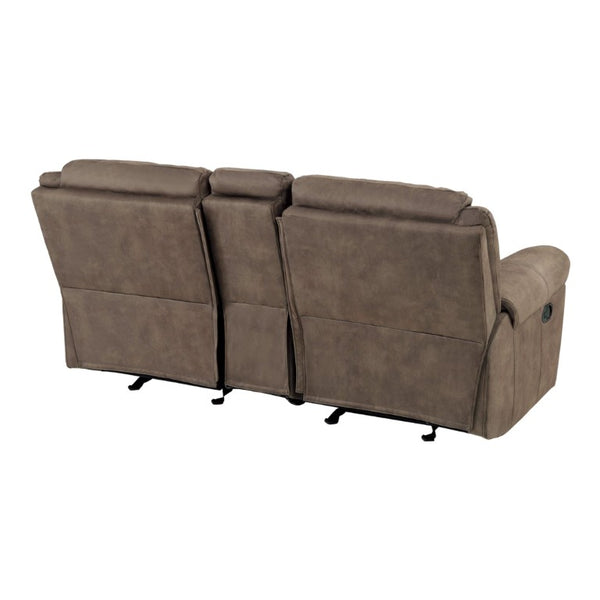 English Elm Brown Microfiber 3 Piece Reclining Sofa Set with Charging Ports and Cup Holders B011S08792