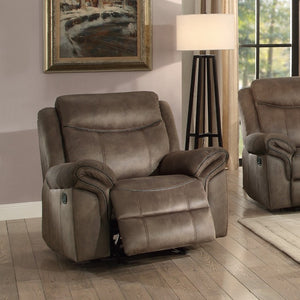 English Elm Brown Microfiber 3 Piece Reclining Sofa Set with Charging Ports and Cup Holders B011S08792