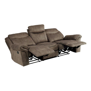 English Elm Brown Microfiber 3 Piece Reclining Sofa Set with Charging Ports and Cup Holders B011S08792
