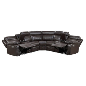 English Elm Luxurious Diamond Quilted Faux Leather Sectional with LED Lighting and Bluetooth Speakers B011S08795