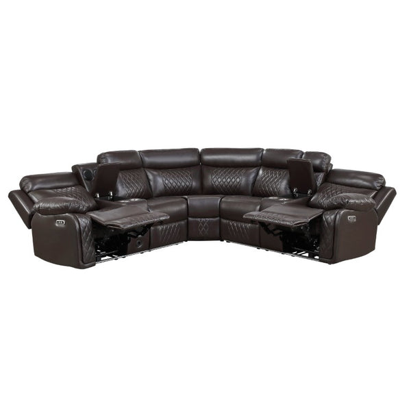 English Elm Luxurious Diamond Quilted Faux Leather Sectional with LED Lighting and Bluetooth Speakers B011S08795