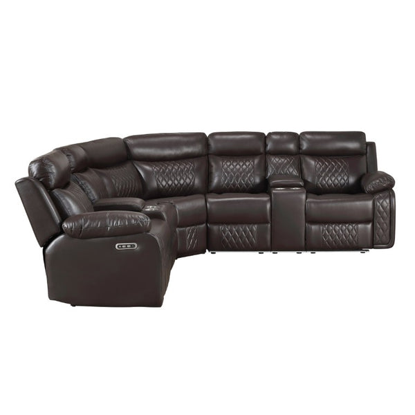 English Elm Luxurious Diamond Quilted Faux Leather Sectional with LED Lighting and Bluetooth Speakers B011S08795