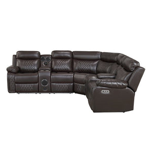 English Elm Luxurious Diamond Quilted Faux Leather Sectional with LED Lighting and Bluetooth Speakers B011S08795