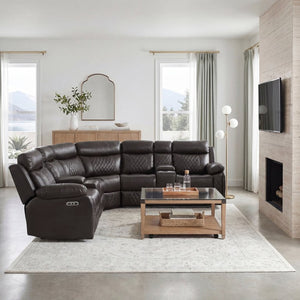 English Elm Luxurious Diamond Quilted Faux Leather Sectional with LED Lighting and Bluetooth Speakers B011S08795