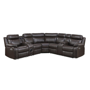 English Elm Luxurious Diamond Quilted Faux Leather Sectional with LED Lighting and Bluetooth Speakers B011S08795