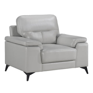 English Elm Luxurious 3 Piece Top Grain Leather Sofa Set with Foam Cushions for Modern Living B011S08799