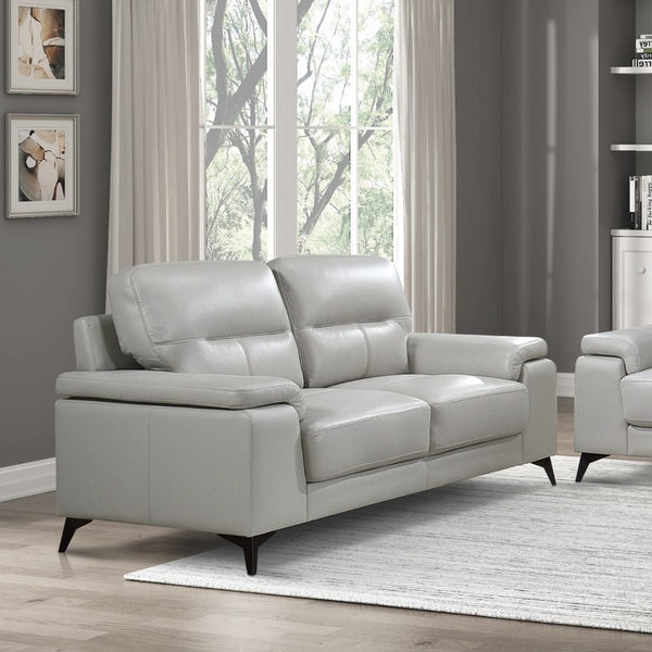 English Elm Luxurious Top Grain Leather Sofa and Loveseat Set with Pillow Arms for Living Room B011S08801