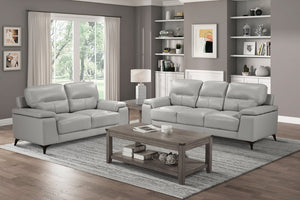 English Elm Luxurious Top Grain Leather Sofa and Loveseat Set with Pillow Arms for Living Room B011S08801