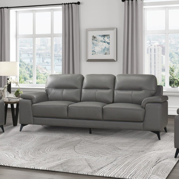 English Elm Luxurious Top Grain Leather 3 Piece Living Room Set with Modern Solid Wood Frame B011S08803