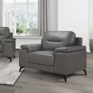 English Elm Luxurious Top Grain Leather 3 Piece Living Room Set with Modern Solid Wood Frame B011S08803