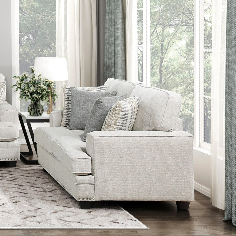 English Elm Transitional 3 Piece Chenille Living Room Sofa Set with Nailhead Trim and Pocket Coils 3pc Set B011S08804