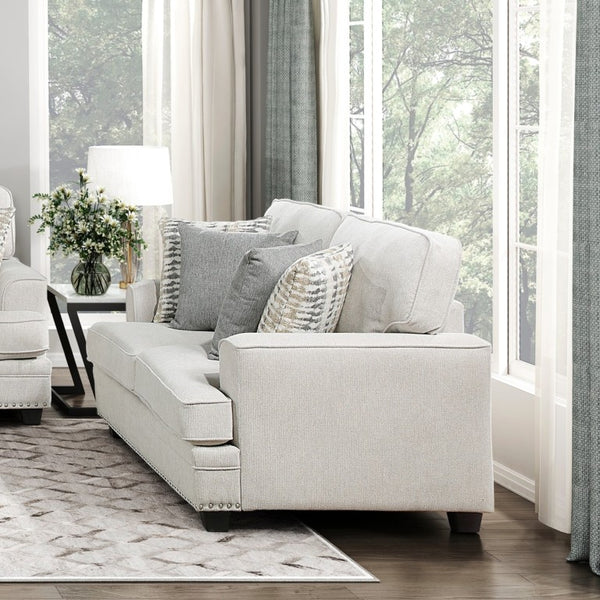 English Elm Transitional 3 Piece Chenille Living Room Sofa Set with Nailhead Trim and Pocket Coils 3pc Set B011S08804
