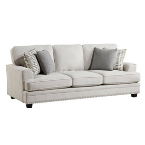 English Elm Transitional 3 Piece Chenille Living Room Sofa Set with Nailhead Trim and Pocket Coils 3pc Set B011S08804