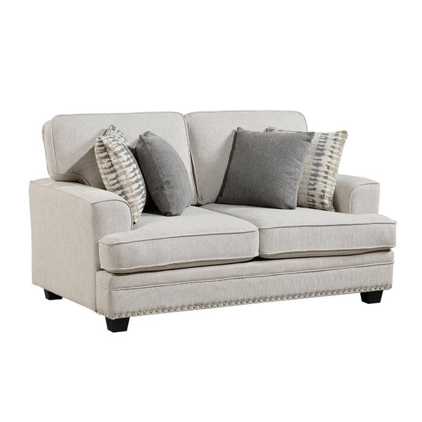 English Elm Transitional 3 Piece Chenille Living Room Sofa Set with Nailhead Trim and Pocket Coils 3pc Set B011S08804
