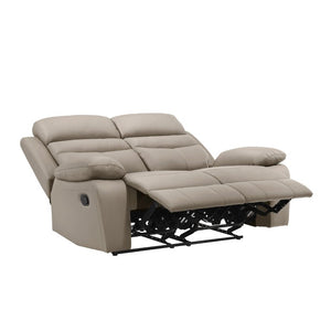 English Elm Reclining 3 Piece Top Grain Leather Sofa Set with Pocket Coil Cushions Modern Living Room Greige, Warm Taupe Plywood B011S09398