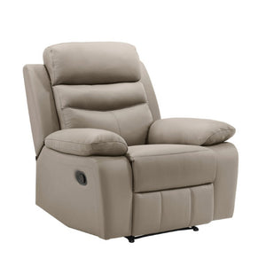 English Elm Reclining 3 Piece Top Grain Leather Sofa Set with Pocket Coil Cushions Modern Living Room Greige, Warm Taupe Plywood B011S09398