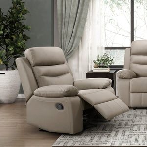 English Elm Reclining 3 Piece Top Grain Leather Sofa Set with Pocket Coil Cushions Modern Living Room Greige, Warm Taupe Plywood B011S09398